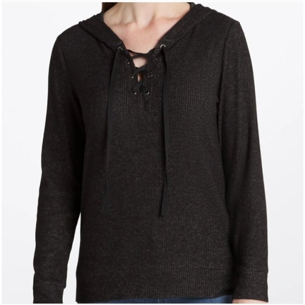 Market & Spruce Allison Ribbed Brush Knit Hoodie Women Size Plus XXL NWT